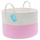 OrganiHaus Large Rope Storage Basket | Toy Storage Baskets | Large Laundry Basket | Pink Basket | Baby Washing Basket | Woven Basket for Storage | Blanket Basket Living Room | Shoe Basket 50x33cm