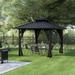 Sol 72 Outdoor™ Clarita 12 Ft. W x 10 Ft. D Hardtop w/ Aluminum Frame Patio Gazebo Aluminum/Hardtop/Metal/Steel in Black/Gray | Wayfair