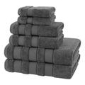 Darby Home Co Karani Luxury Extra Soft 6 Piece 100% Turkish Cotton Bath Towel Set 100% Cotton in Gray/Black | 27 W in | Wayfair