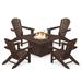 POLYWOOD® Palm Coast 5-Piece Adirondack Chair Conversation Set w/ Fire Pit Outdoor Table Plastic | Wayfair PWS710-1-MA