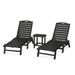 POLYWOOD® Nautical 3-Piece Chaise Lounge Set w/ South Beach 18" Side Table Plastic in Black | 38.97 H x 24.13 W x 78.69 D in | Outdoor Furniture | Wayfair