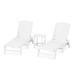 POLYWOOD® Nautical 3-Piece Chaise Lounge Set w/ South Beach 18" Side Table Plastic in White | 38.97 H x 24.13 W x 78.69 D in | Outdoor Furniture | Wayfair
