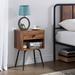 Trent Austin Design® Kempst Mid-Century Modern Wood Nightstands For Bedroom, Set Of 2 Wood/Metal in Brown | 23.6 H x 15.7 W x 11.8 D in | Wayfair
