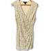 Ralph Lauren Dresses | Lrl Stunning Gold Floral Lace & Sequin Faux Wrap Black Tie Cocktail Dress | Color: Cream | Size: 10p