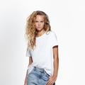 Zara Tops | Basic T-Shirt Round Neck T-Shirt With Short Sleeves. Asymmetric Hem. | Color: White | Size: S