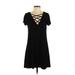 Love, Fire Casual Dress - A-Line: Black Solid Dresses - Women's Size Small