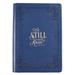 Classic Faux Leather Journal Be Still And Know Psalm 46:10 Bible Verse Navy Blue Inspirational Notebook, Lined Pages W/Scripture, Ribbon Marker, Zippe