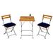 3-Pcs Space Saving Coffee Tea Set Water-based Oil Solid Teak Wood Bistro Set with 1 Folding Table and 2 Folding Chair