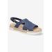 Wide Width Women's Kato Sandal by Bella Vita in Navy Woven (Size 8 1/2 W)