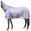 115 cm, Gris/Blanc (9512): Couverture anti-mosque pour cheval avec cou d'étoiles