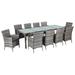 vidaXL 11 Piece Patio Dining Set with Cushions Poly Rattan Gray