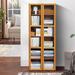 MoNiBloom 6 Tiers Rayon from Bamboo Storage Bookcase Free Standing w/ Clear Acrylic Door Display Wood in Brown | 59.1 H x 23.5 W x 11.9 D in | Wayfair