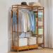Latitude Run® Anjelique 5 Tiers 2 Drawers Closet Organizer, Closet Wardrobe w/ Hanging Rob, Bamboo Clothing Rack, for Home | Wayfair