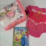 Disney Other | Disney Princesses Minky Sherpa Crochet Baby Blanket Gift Set | Color: Pink | Size: Osbb