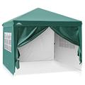 EAGLE PEAK Pavillon 3x3m Klappbar Wasserdicht Faltpavillon Faltbare Gartenpavillon, UV-Schutz mit 4 Seitenteilen für Party, Hochzeit, Garten, Camping, Festival, Grün, E100SW4