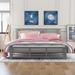 King Size Platform Bed with Horizontal Strip Hollow Shape