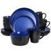 Gibson Home Laramie Blue Stoneware 16 Piece Dinnerware Set in Blue and Black - 16 Piece Set