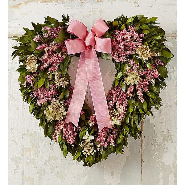 preserved-pink-hydrangea-heart-wreath-for-sympathy-by-1-800-flowers/