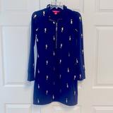 Lilly Pulitzer Dresses | Lilly Pulitzer Upf 50+ Skipper Ruffle Dress, True Navy Metallic Seahorses. Nwot | Color: Blue/Gold | Size: Xs