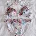 Athleta Swim | Athleta Bikini Aqualuxe Strappy Molded Bikini Top And Crossover Bottom In Lotus | Color: Pink/White | Size: Various