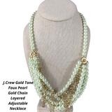 J. Crew Jewelry | J.Crew Faux Pearl Gold Tone Chain Multiple Strand Double Layered Necklace | Color: Gold/Red | Size: Os