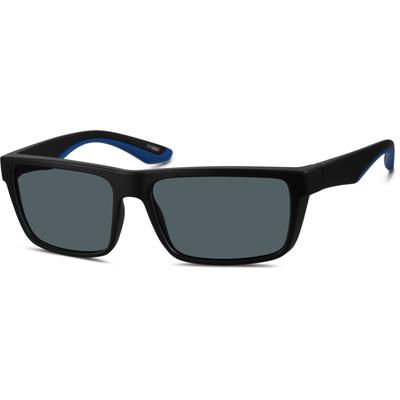 Zenni Men's Rectangle Rx Sunglasses Black Plastic Full Rim Frame