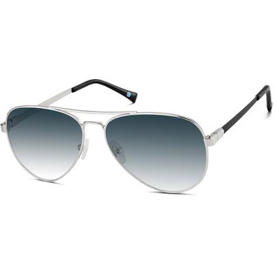 Zenni Aviator Rx Sunglasses Silver Stainless Steel Full Rim Frame