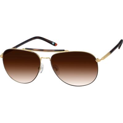 Zenni Men's Aviator Rx Sunglasses Gold Stainless Steel Full Rim Frame