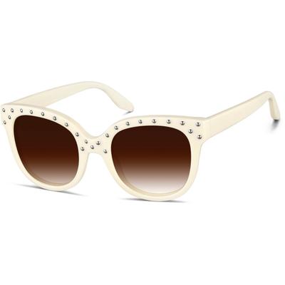 Zenni Women's Square Rx Sunglasses Cream Plastic Full Rim Frame