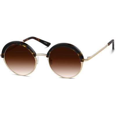 Zenni Women's Round Rx Sunglasses Tortoiseshell Mixed Full Rim Frame