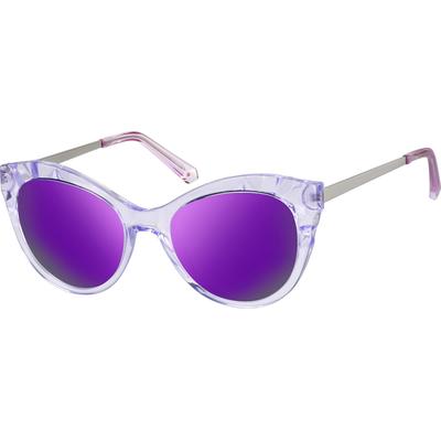 Zenni Women's Cat-Eye Rx Sunglasses Icy-Purple Mixed Full Rim Frame