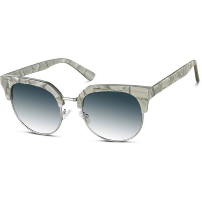 Zenni Women's Vintage Browline Rx Sunglasses Gray Mixed Full Rim Frame