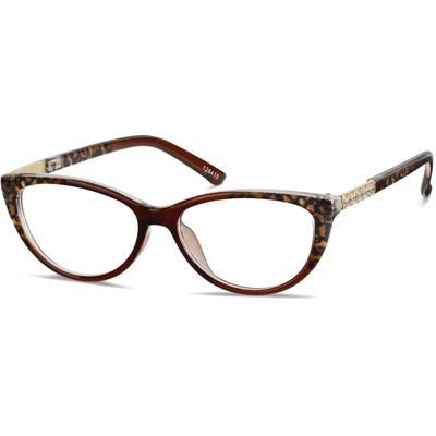 Zenni Women's Retro Oval Glasses Brown Plastic Full Rim Frame