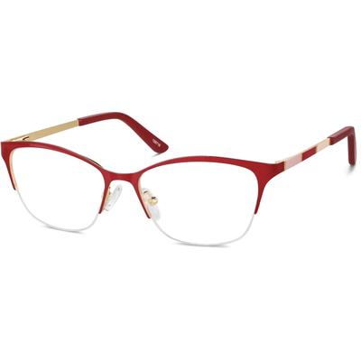 Zenni Women's Cat-Eye Glasses Red Metal Frame