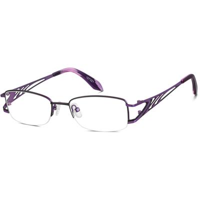 Zenni Women's Rectangle Glasses Half-Rim Purple Stainless Steel Frame