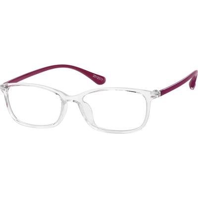 Zenni Rectangle Glasses Universal Bridge Fit Red Plastic Full Rim Frame