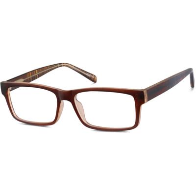 Zenni Men's Rectangle Prescription Glasses Brown Plastic Full Rim Frame
