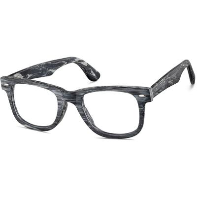 Zenni Square Glasses Gray Plastic Full Rim Frame