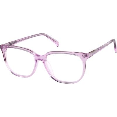 Zenni Women's Minimalist Square Glasses Pink Plastic Full Rim Frame