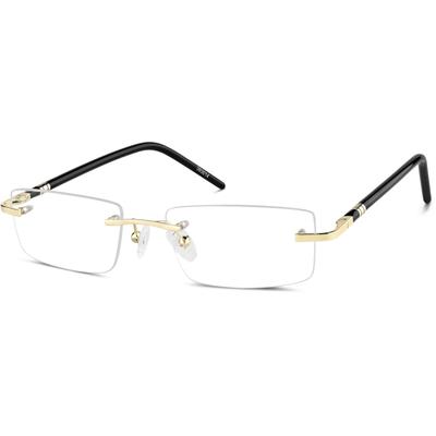 Zenni Men's Rectangle Rimless Glasses Gold Plastic Frame