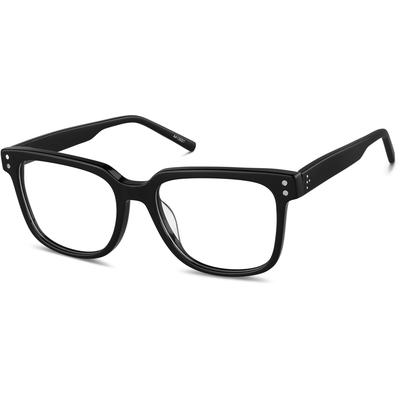 Zenni Square Glasses Black Plastic Full Rim Frame