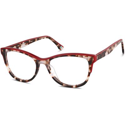 Zenni Women's Cat-Eye Glasses Red Plastic Full Rim Frame