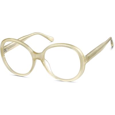 Zenni Women's Vintage Round Prescription Glasses Champagne Plastic Full Rim Frame