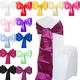 Time to Sparkle 100pcs Satin Chair Cover Sashes Bow Tie Ribbon Table Runner Wedding Reception Decoration - Dark Purple