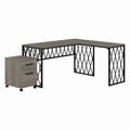kathy ireland Home by Bush Furniture City Park 60W Industrial L Shaped Desk with Mobile File Cabinet in Driftwood Gray - Bush Furniture CPK005DG