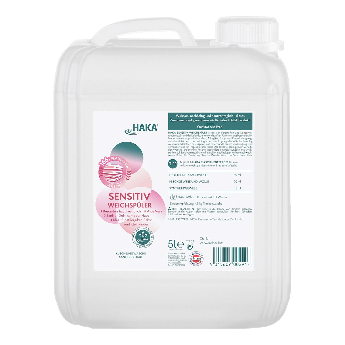 HAKA Sensitiv Weichspüler 5l hautfreundlicher Weichspüler vegan für Allergiker Image
