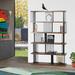 mylotus-home Keema Lron Standard Bookcase-72.64"h X47.24" Wood in Black/Brown/Yellow | 72.64 H x 47.24 W x 11.81 D in | Wayfair LH39003A-5