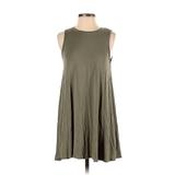 Forever 21 Casual Dress - A-Line Crew Neck Sleeveless: Green Solid Dresses - Women's Size Small