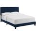 Andover Mills™ Copper Grove Hlukhiv Upholstered Velvet Bed Upholstered in Blue/White | 45.5 H x 64.5 W x 84.5 D in | Wayfair