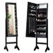 Costway Mirrored Jewelry Cabinet Armoire Organizer w/ LED lights-Black